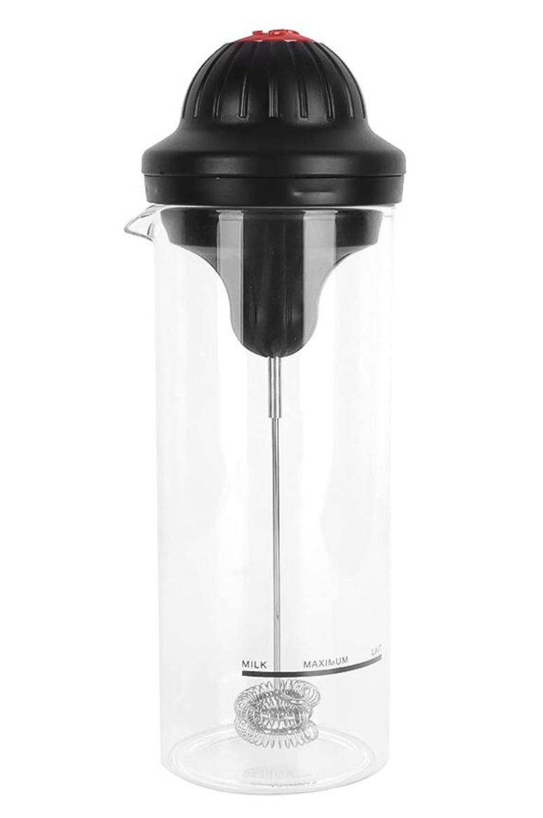 Spumator de lapte functioneaza cu baterii usor de utilizat 450 ml sticla negru/transparent